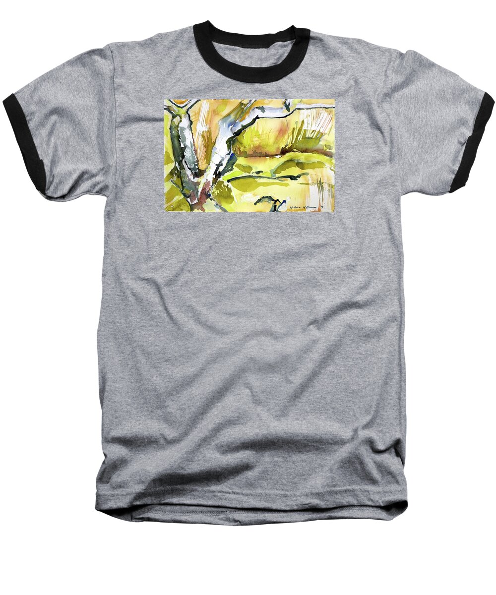  Baseball T-Shirt featuring the painting White Tree by Kathleen Barnes