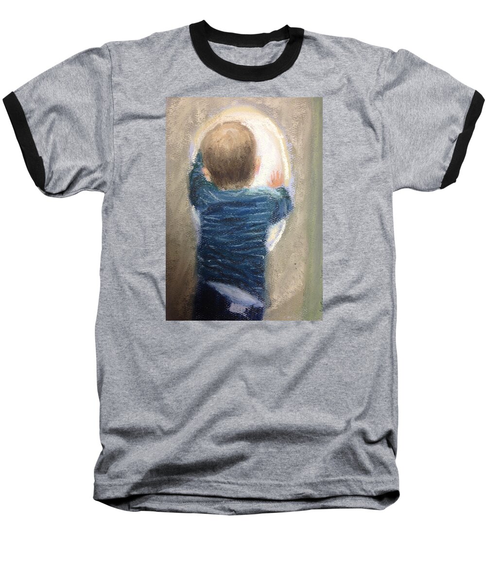 Child Baseball T-Shirt featuring the painting Why the delay? by Will Germino