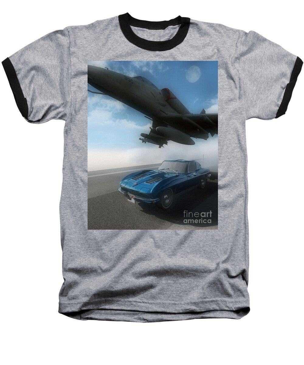 Automotive Baseball T-Shirt featuring the digital art Wild Blue by Richard Rizzo