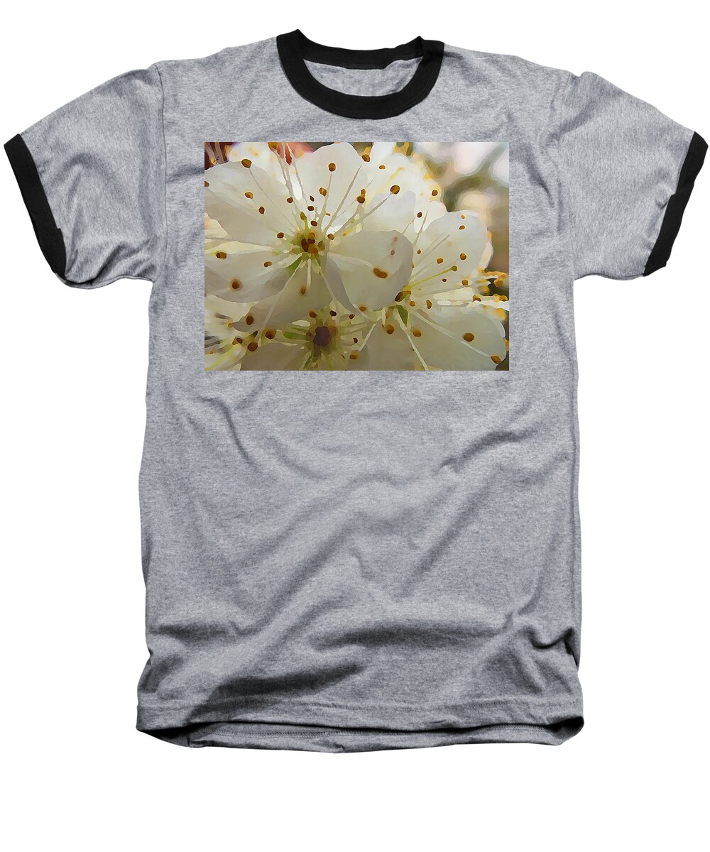 Flowers Baseball T-Shirt featuring the mixed media Wild Sand Plum by Shelli Fitzpatrick