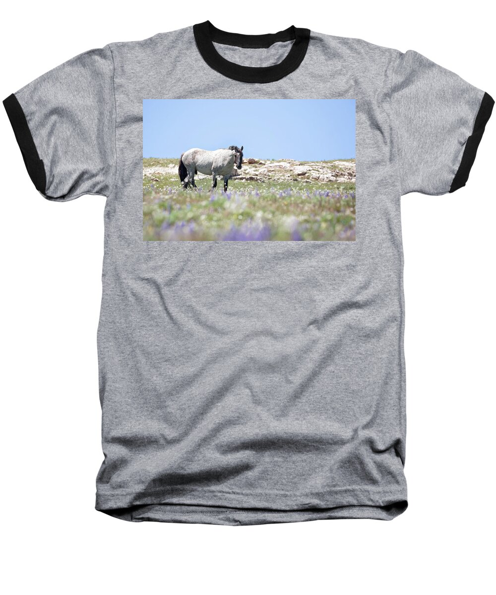 Wild Baseball T-Shirt featuring the photograph Wildflowers and Mustang by Eilish Palmer