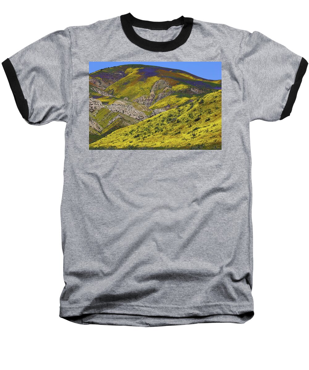 Wildflower Baseball T-Shirt featuring the photograph Wildflowers galore at Carrizo Plain National Monument in California by Jetson Nguyen