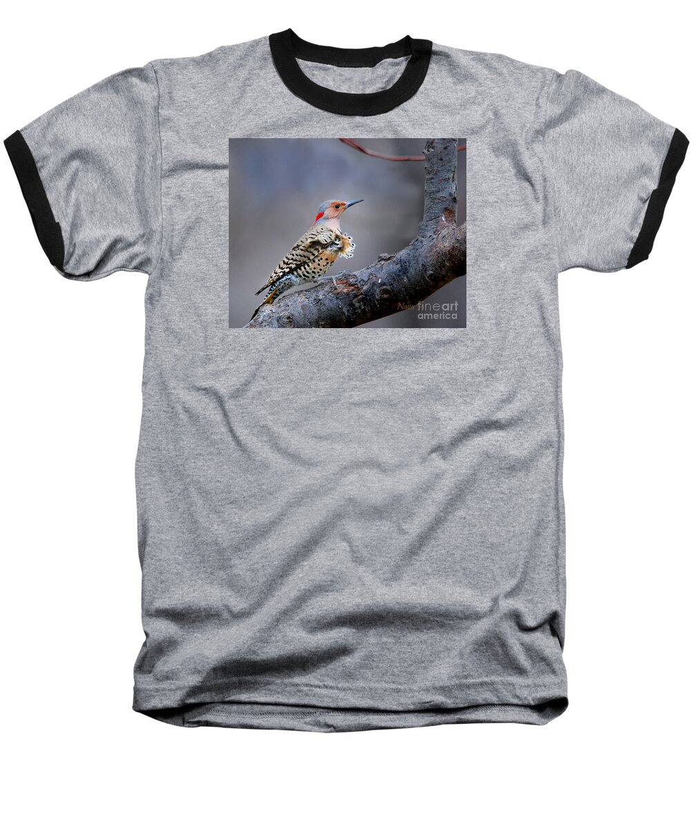 Nature Baseball T-Shirt featuring the photograph Wind Blown Flicker by Nava Thompson