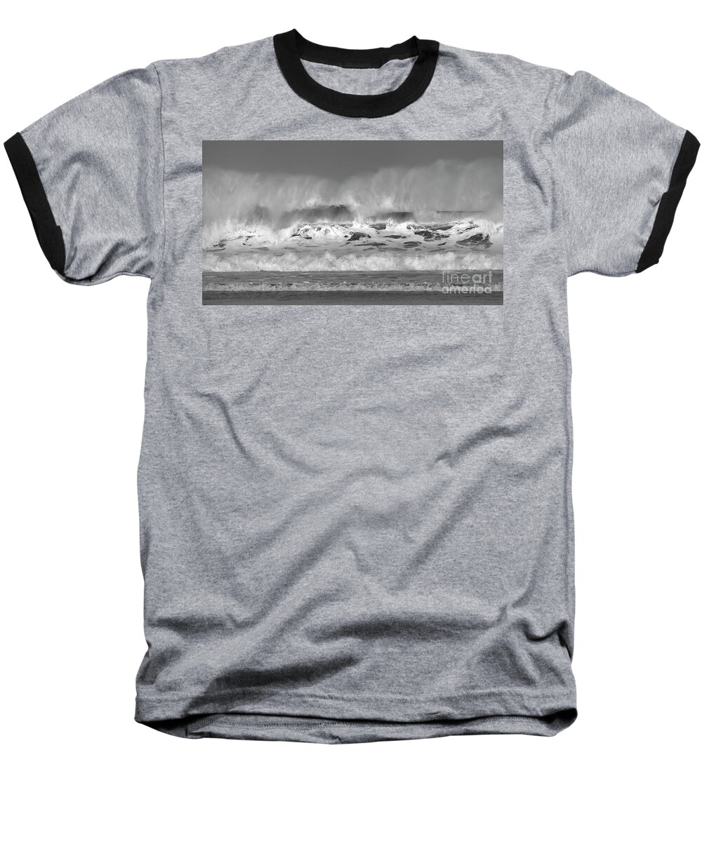 Windy Baseball T-Shirt featuring the photograph Wind blown waves by Nicholas Burningham