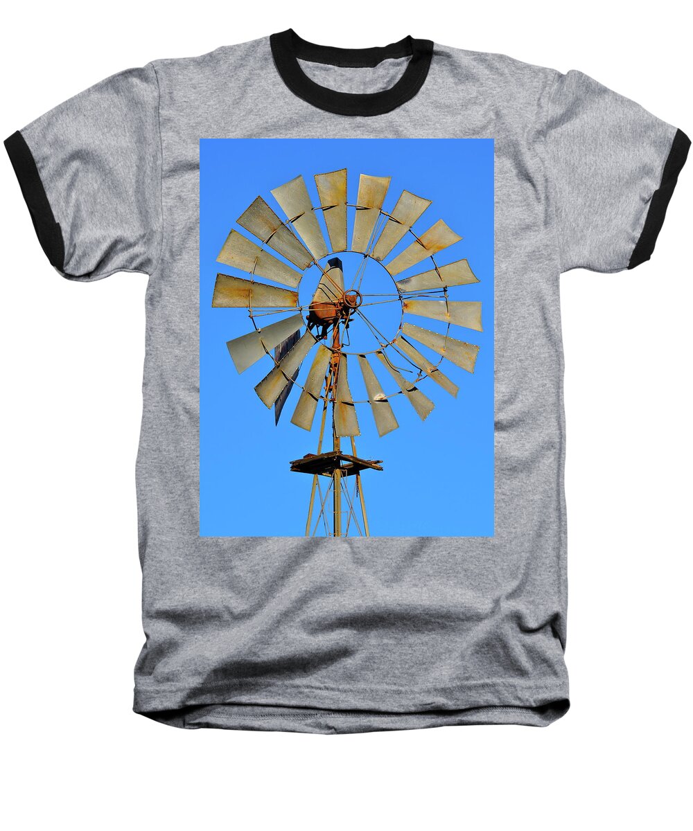Wine Country Baseball T-Shirt featuring the photograph Windmill by Bridgette Gomes