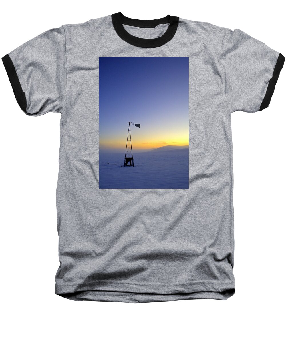 Outdoors Baseball T-Shirt featuring the photograph Windmill Winter Sunset by Doug Davidson