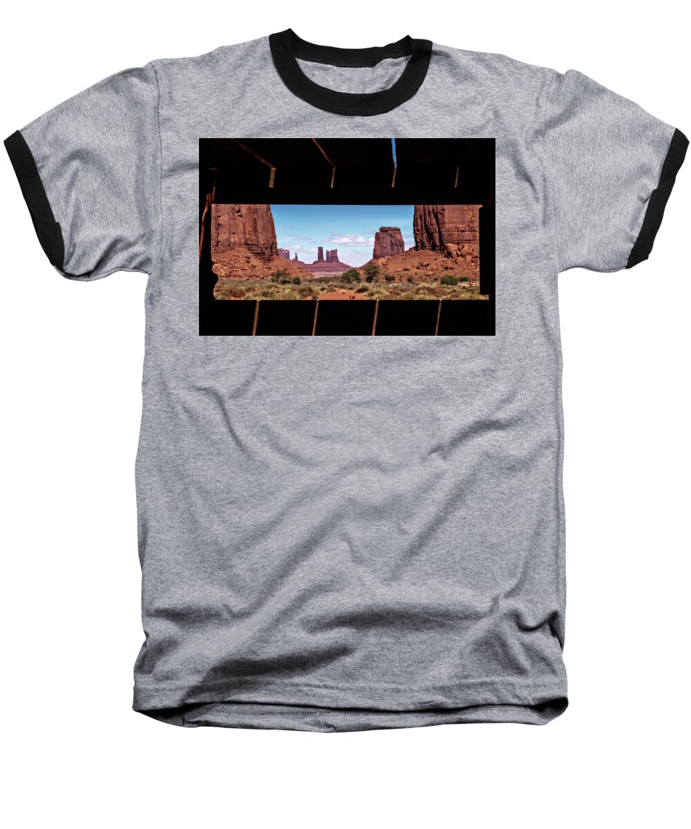 America Baseball T-Shirt featuring the photograph Window into Monument Valley by Eduard Moldoveanu
