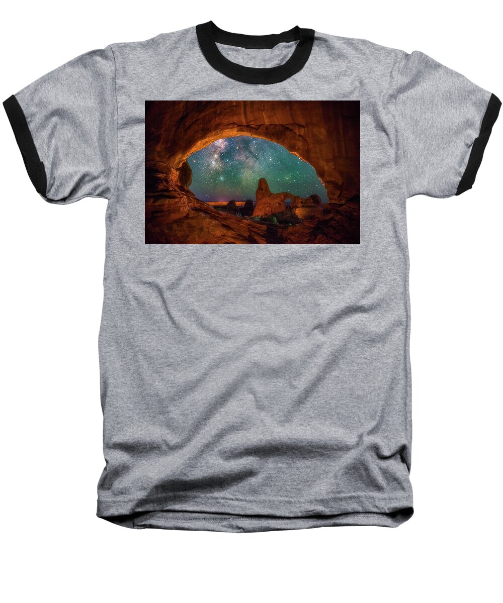 Night Sky Baseball T-Shirt featuring the photograph Window to the Heavens by Darren White