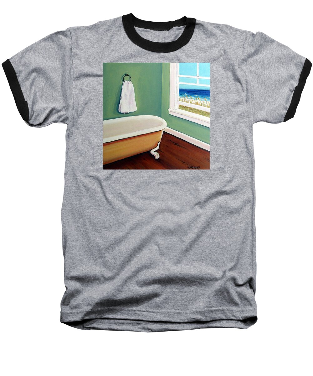Beach Baseball T-Shirt featuring the painting Window to the Sea No. 4 by Rebecca Korpita