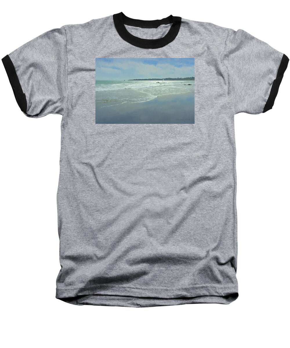 Windsurfer Baseball T-Shirt featuring the painting Windsurfer Little Compton, RI by Bill McEntee