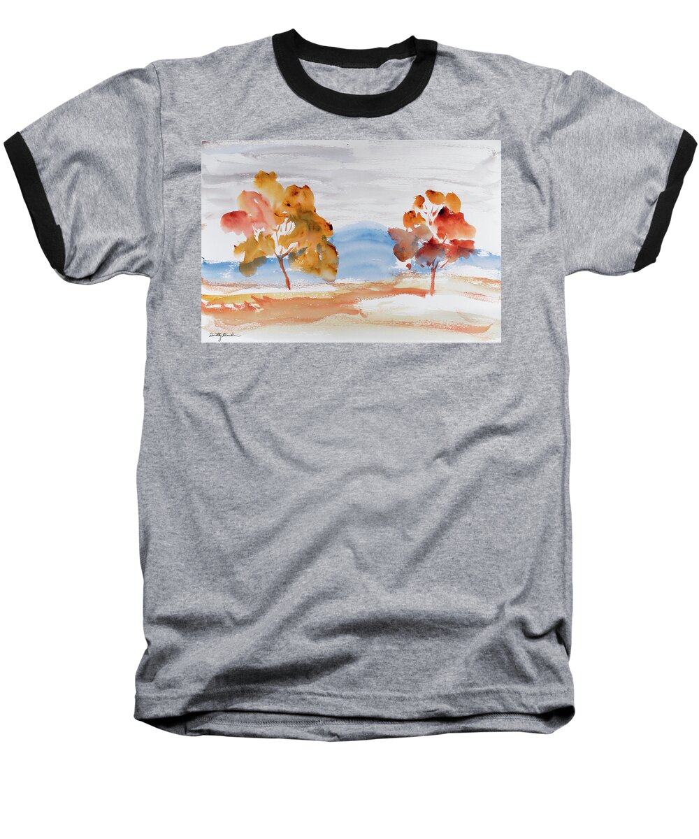 Afternoon Baseball T-Shirt featuring the painting Windy Autumn Colours by Dorothy Darden