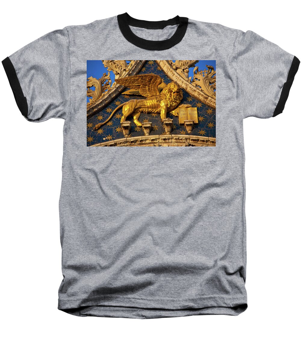 Winged Lion Baseball T-Shirt featuring the photograph Winged Lion by Harry Spitz