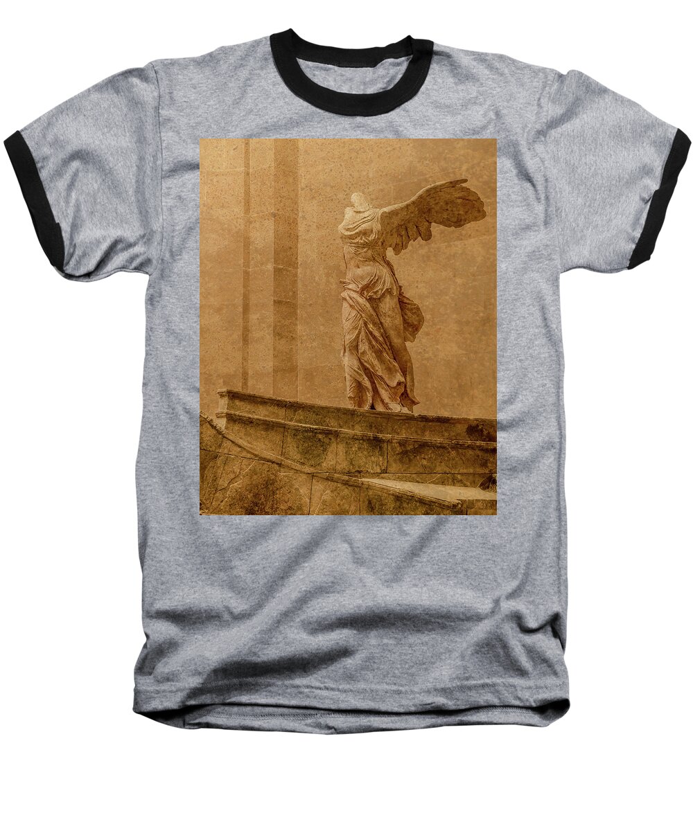 France Baseball T-Shirt featuring the photograph Paris, France - Louvre - Winged Victory by Mark Forte