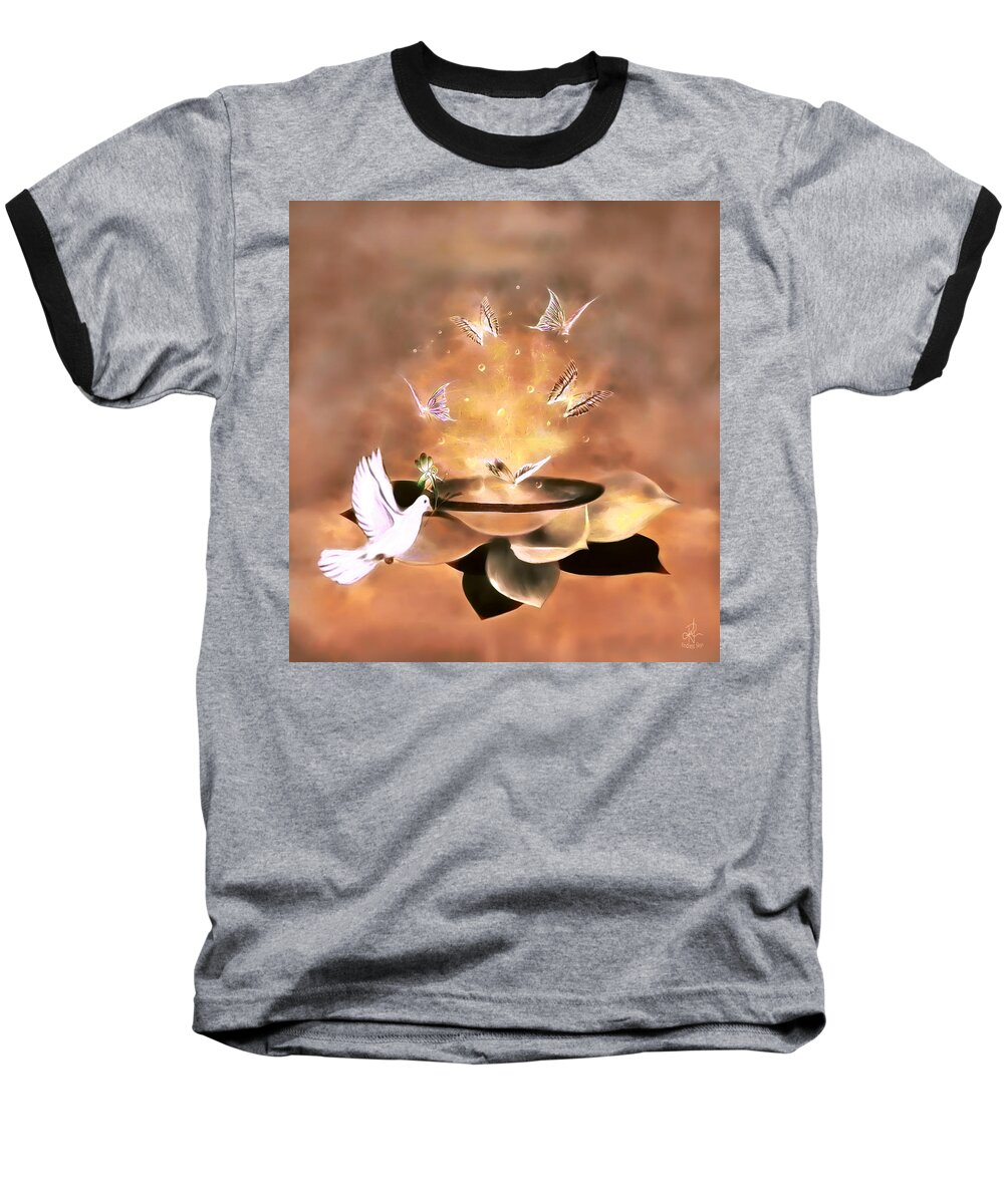 Dove Baseball T-Shirt featuring the digital art Wings of Magic by Pennie McCracken