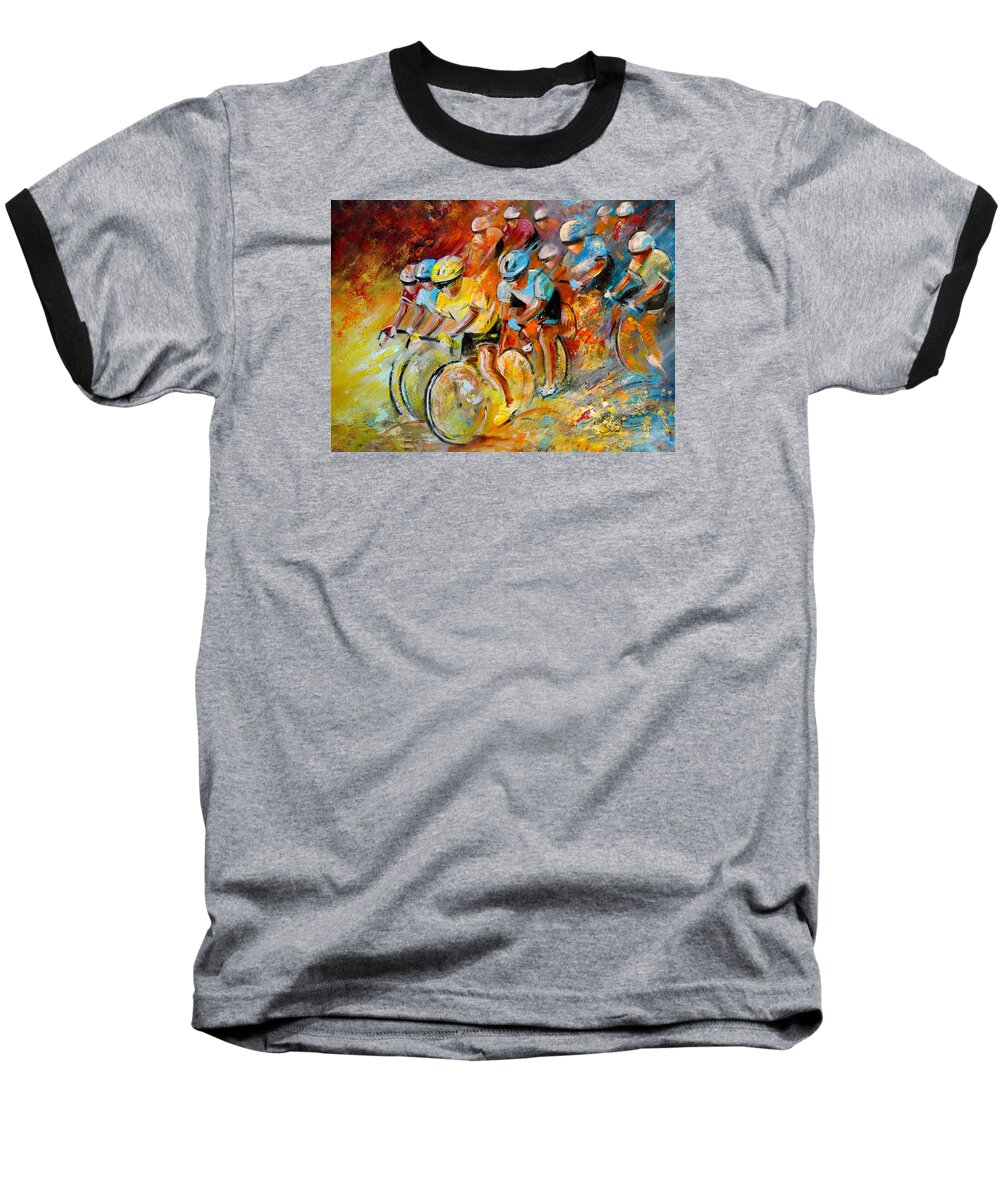 Sports Baseball T-Shirt featuring the painting Winning The Tour De France by Miki De Goodaboom