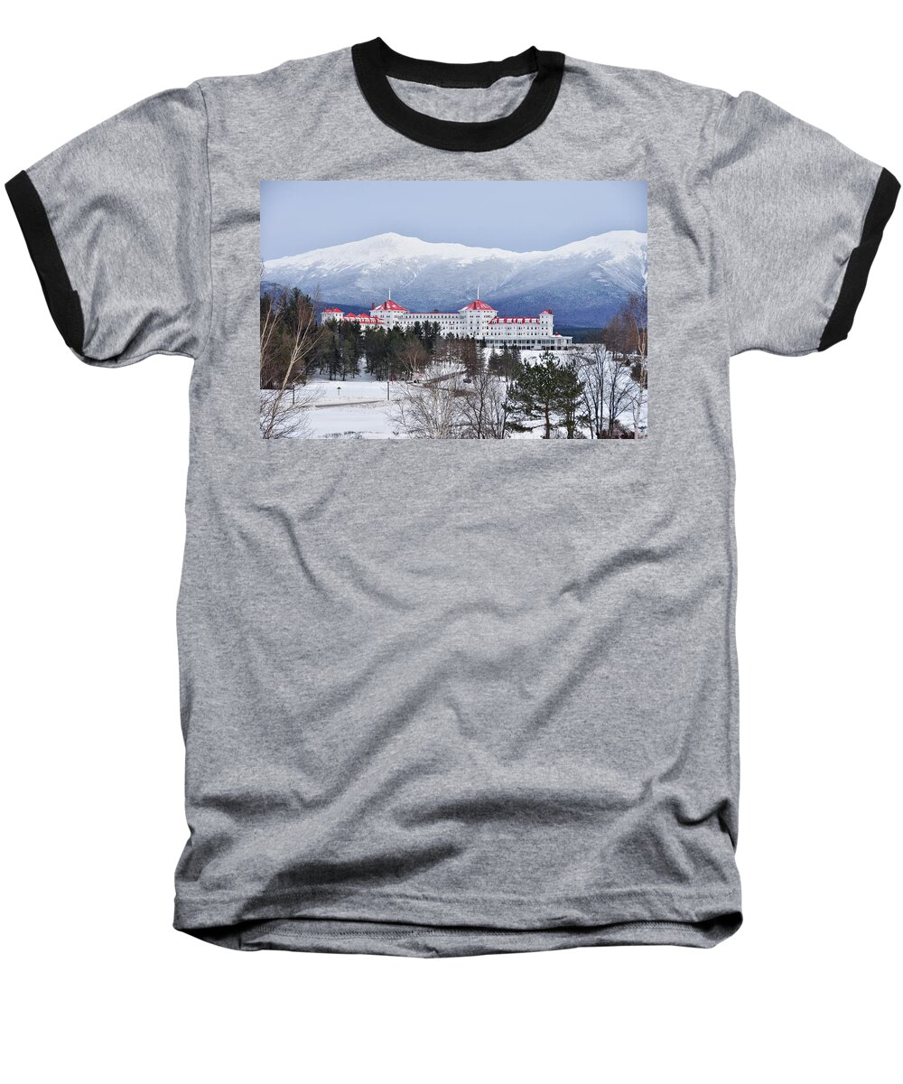 Farm Yard Baseball T-Shirt featuring the photograph Winter at the Mt Washington Hotel by Tricia Marchlik