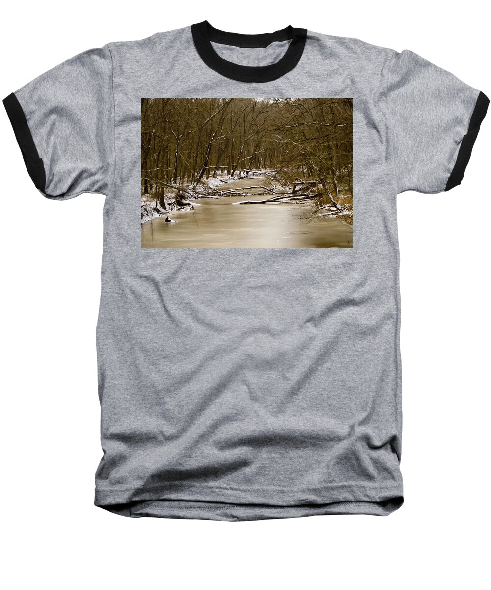 Creek Baseball T-Shirt featuring the photograph Winter Creek by Bonnie Willis