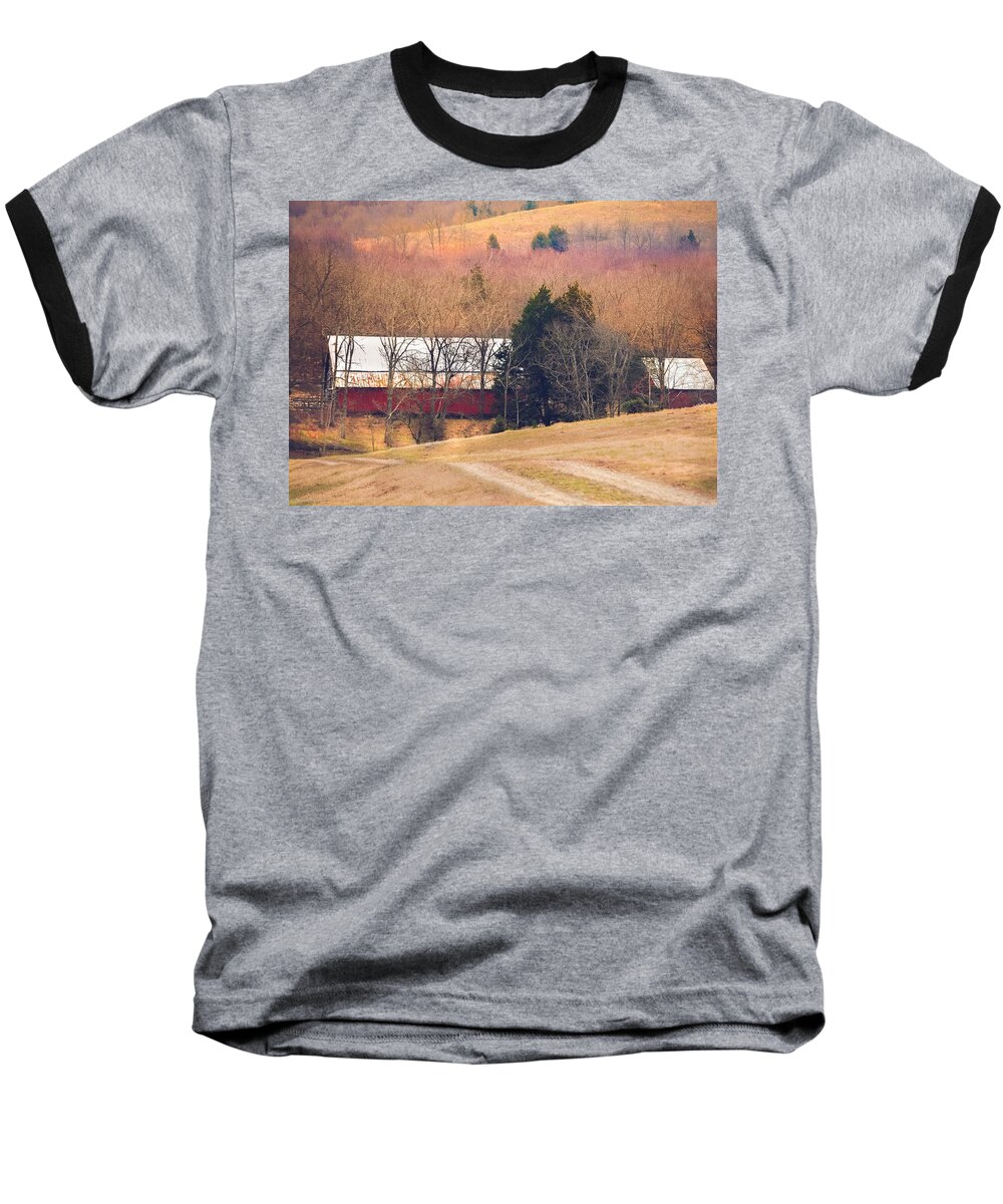Farm Baseball T-Shirt featuring the photograph Winter Day on a Tennessee Farm by Debbie Karnes