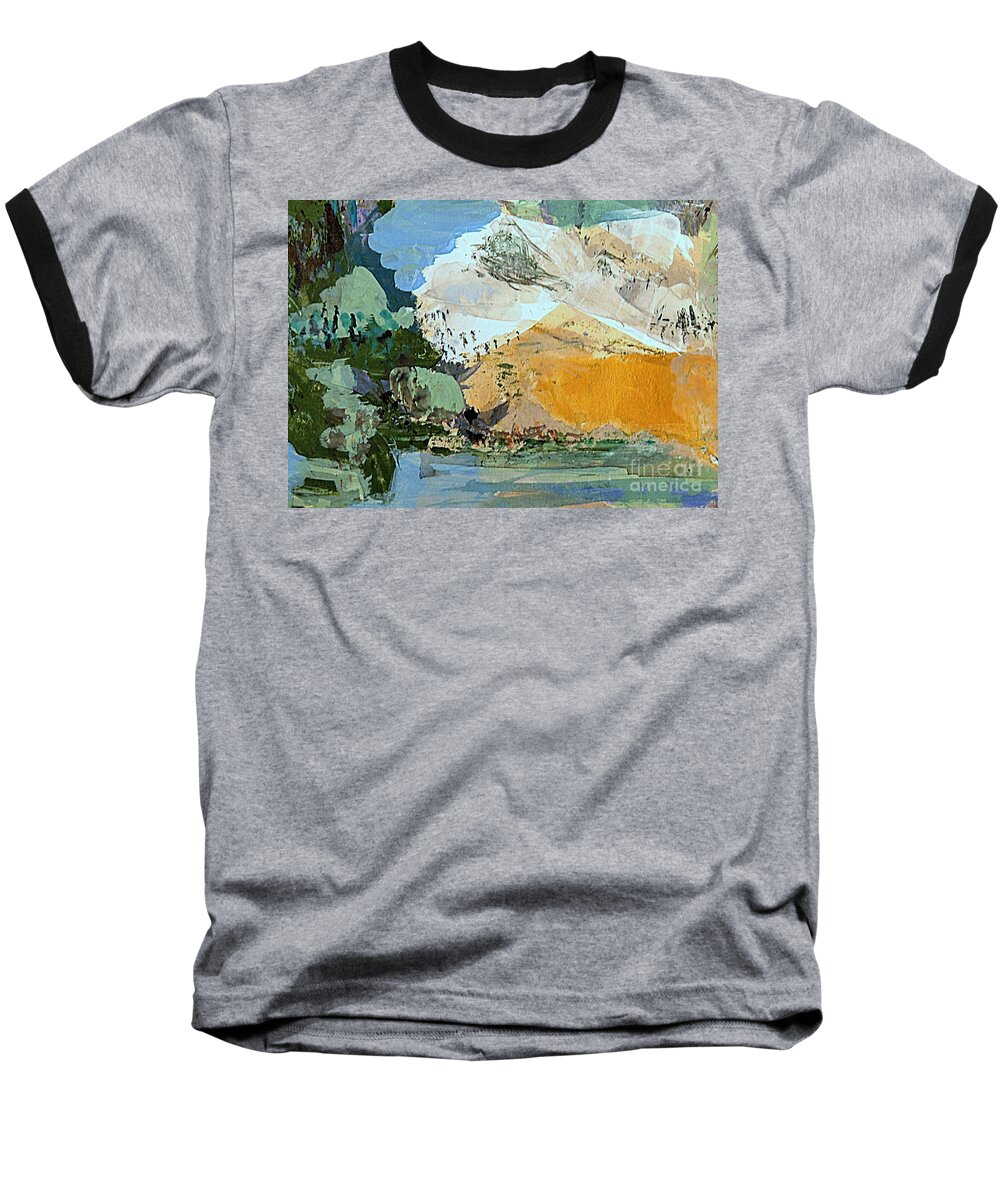 Abstract Fantasy Landscape In Acrylic And Gouache Baseball T-Shirt featuring the painting Winter Fantasy by Nancy Kane Chapman