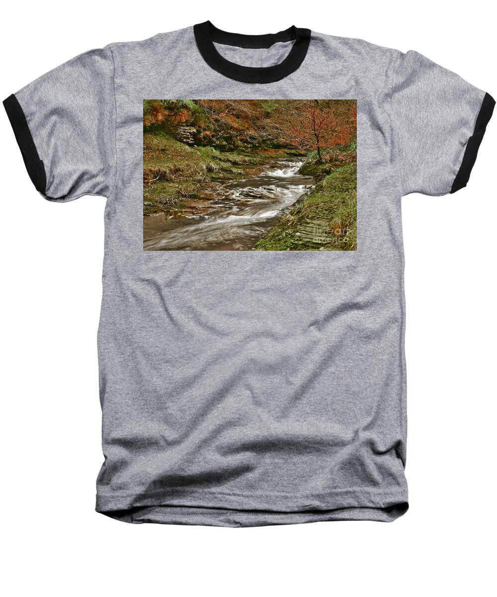 Forest Stream Baseball T-Shirt featuring the photograph Winter Forest Stream by Martyn Arnold