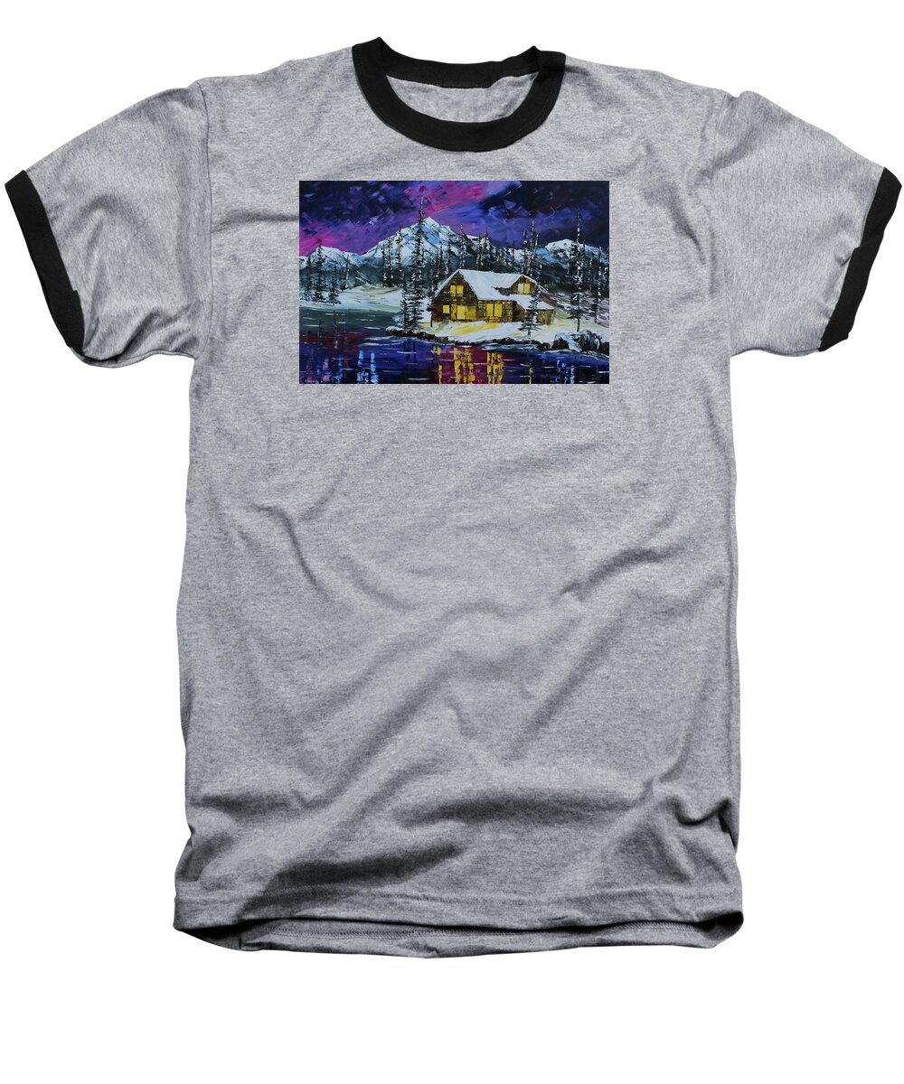 City Paintings Baseball T-Shirt featuring the painting Winter Getaway by Kevin Brown