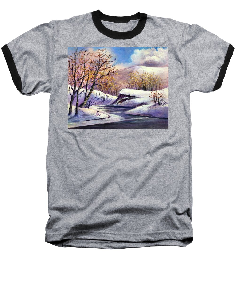 Eden Baseball T-Shirt featuring the painting Winter In The Garden of Eden by Rand Burns