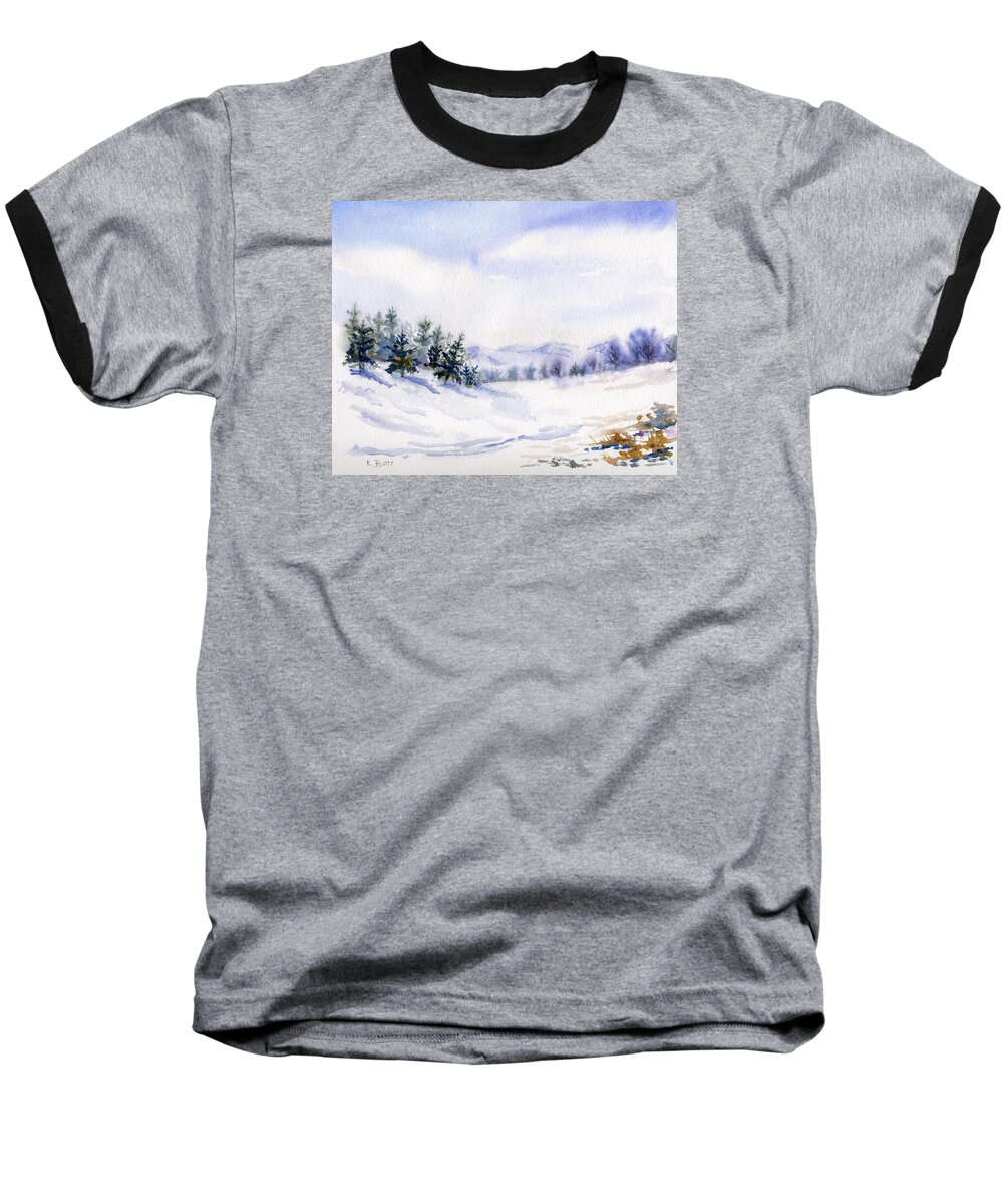 Winter Baseball T-Shirt featuring the painting Winter Landscape Snow Scene by Karla Beatty