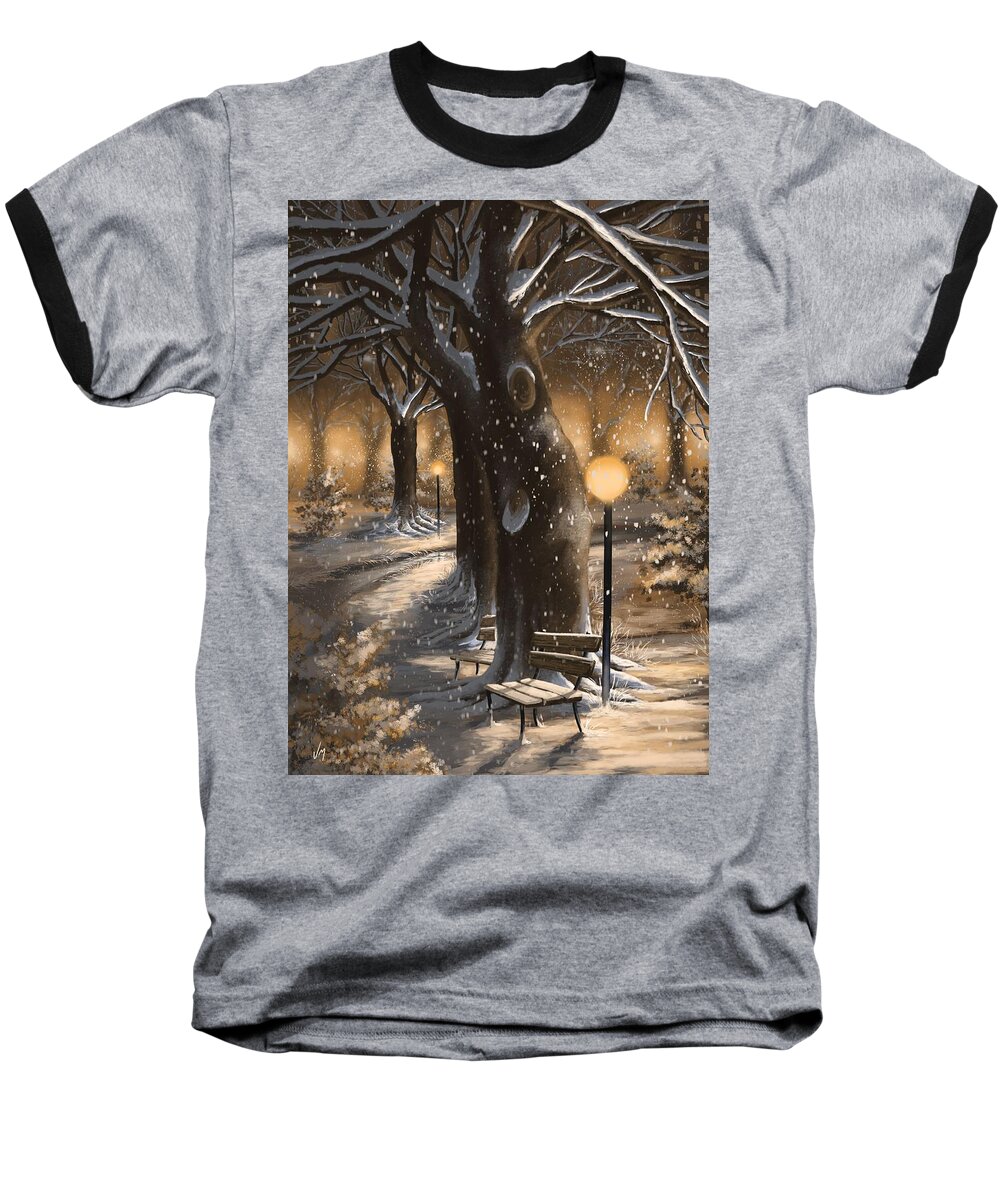 Winter Baseball T-Shirt featuring the painting Winter magic by Veronica Minozzi