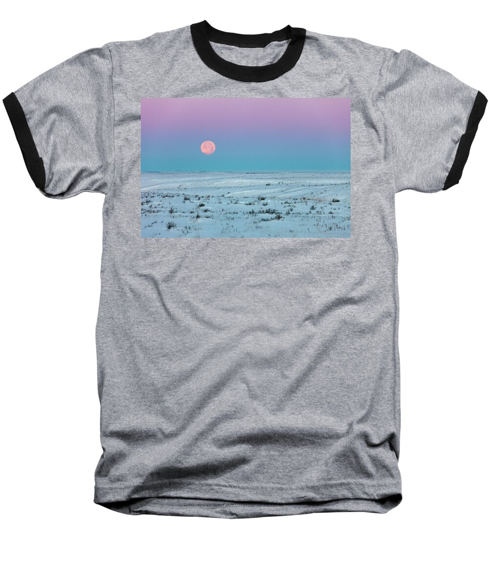 Havre Baseball T-Shirt featuring the photograph Winter Moon by Todd Klassy