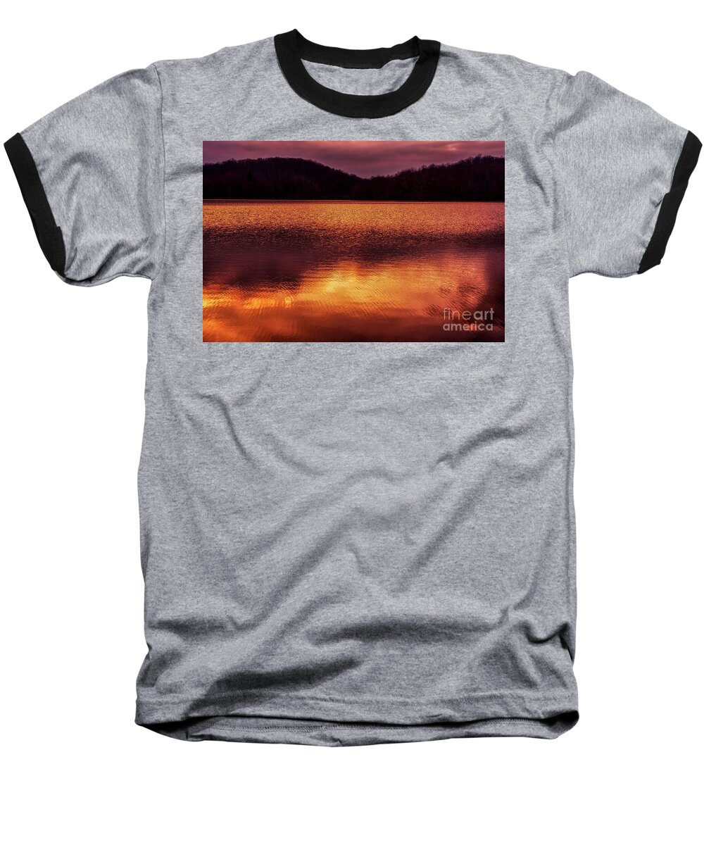 Lake Baseball T-Shirt featuring the photograph Winter Sunset Afterglow Reflection by Thomas R Fletcher