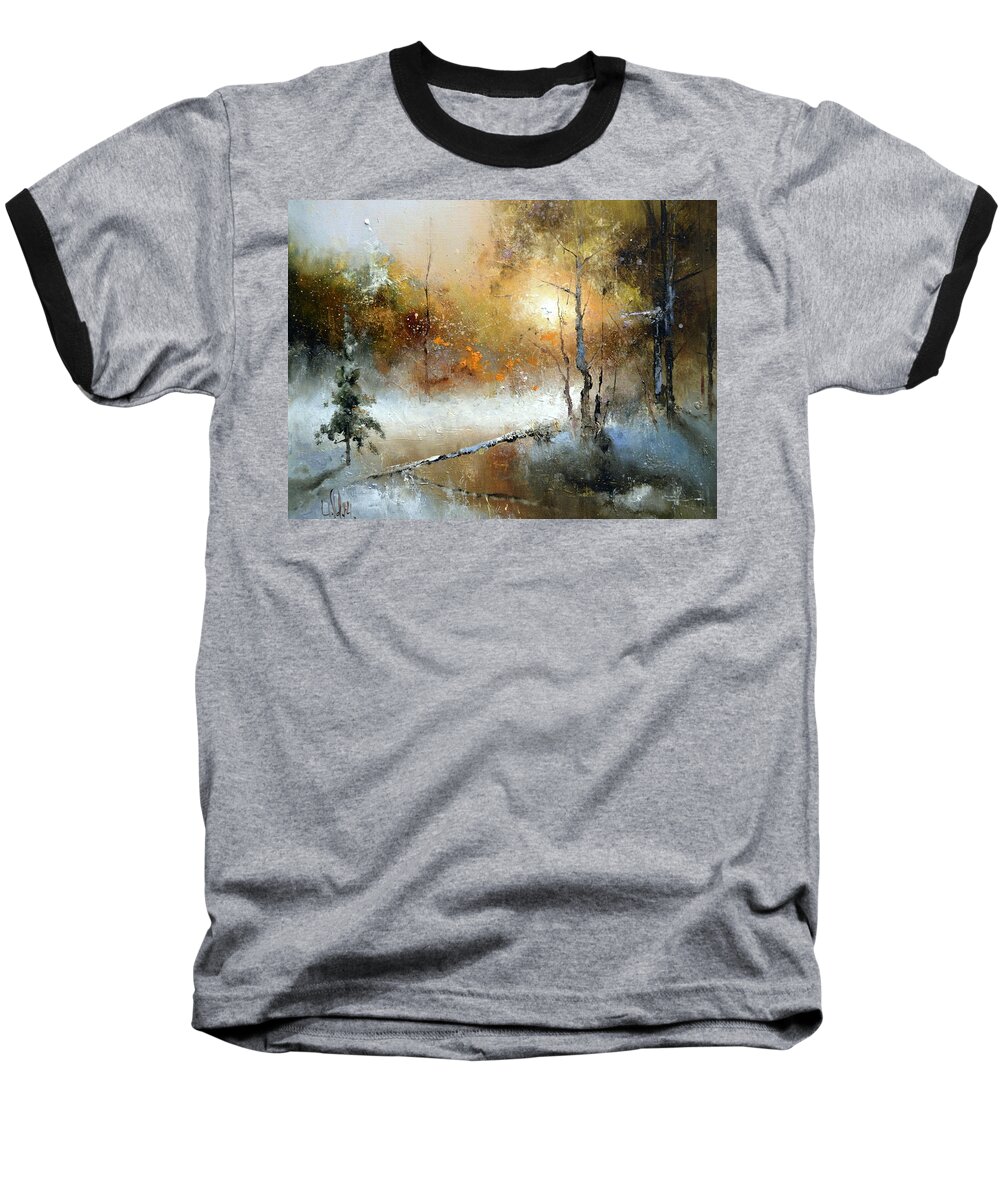 Russian Artists New Wave Baseball T-Shirt featuring the painting Winter Sunset by Igor Medvedev
