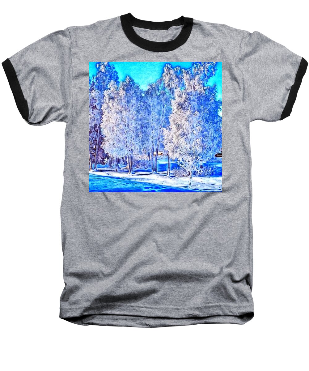 Trees Baseball T-Shirt featuring the digital art Winter Trees by Ron Bissett