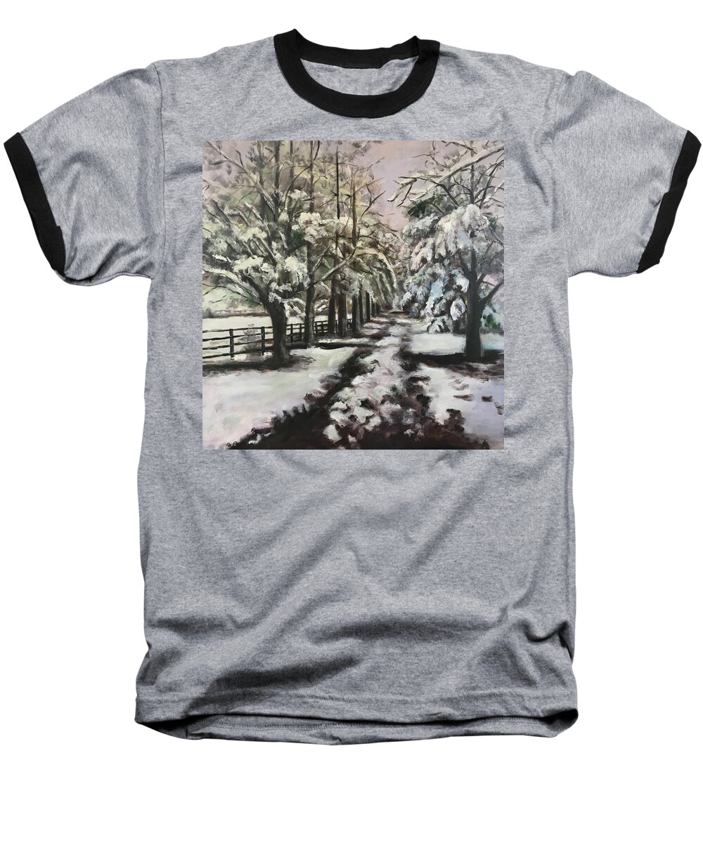 Winter Baseball T-Shirt featuring the painting Winter walk by Gloria Smith