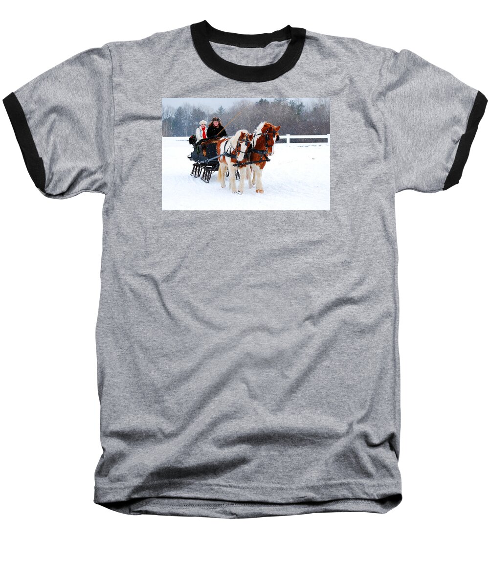 Stockbridge Baseball T-Shirt featuring the photograph Winter Wonderland by James Kirkikis