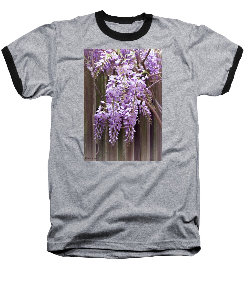 Wisteria Baseball T-Shirt featuring the photograph Wisteria Show by Bonnie Willis