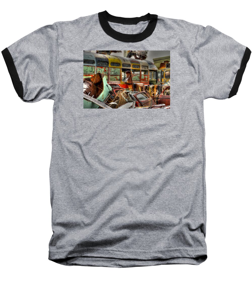 Salvage Yard Baseball T-Shirt featuring the photograph Wonder Bus by Craig Incardone