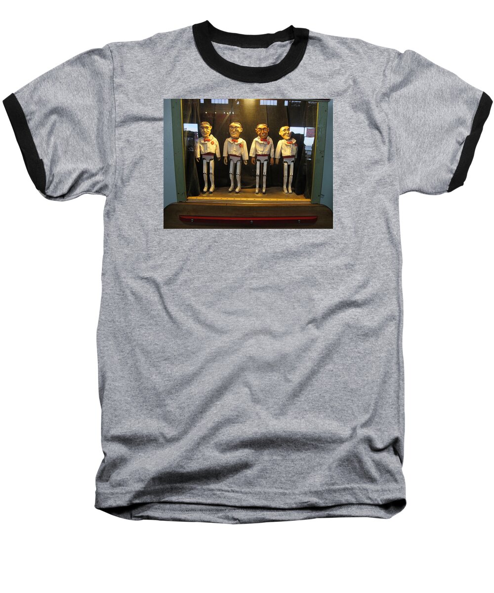 Arcades Baseball T-Shirt featuring the photograph Wooden Rat Pack by John King I I I