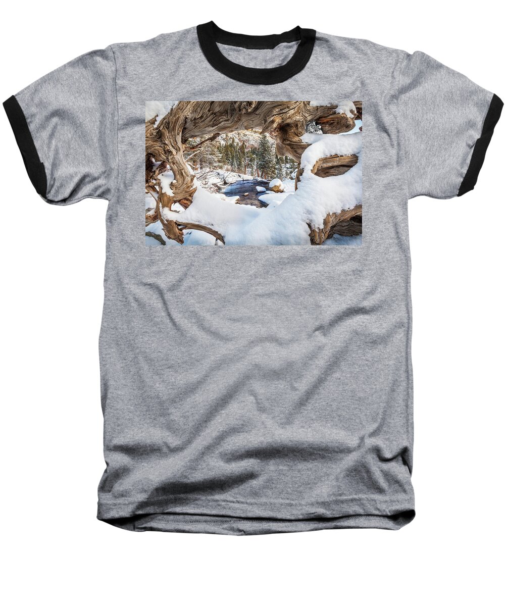 Landscape Baseball T-Shirt featuring the photograph Wooden Window View by Charles Garcia
