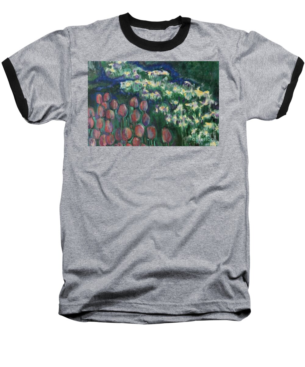 Floral Baseball T-Shirt featuring the painting Woodland Field by Diane montana Jansson