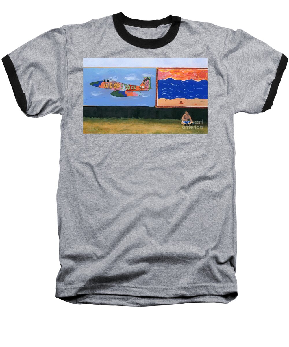 Acrylic Baseball T-Shirt featuring the painting Woodstock 99 Revisited by Lynne Reichhart