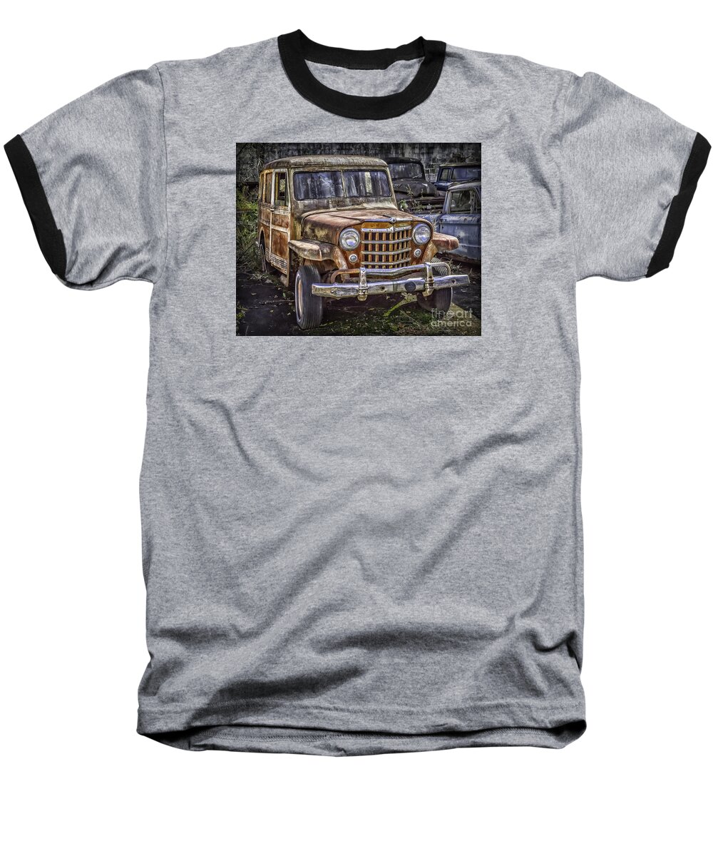 Woodie Baseball T-Shirt featuring the photograph Old Woodie by Walt Foegelle