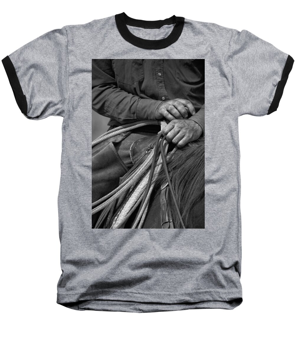 Black & White Baseball T-Shirt featuring the photograph Working Hands by Crystal Nederman