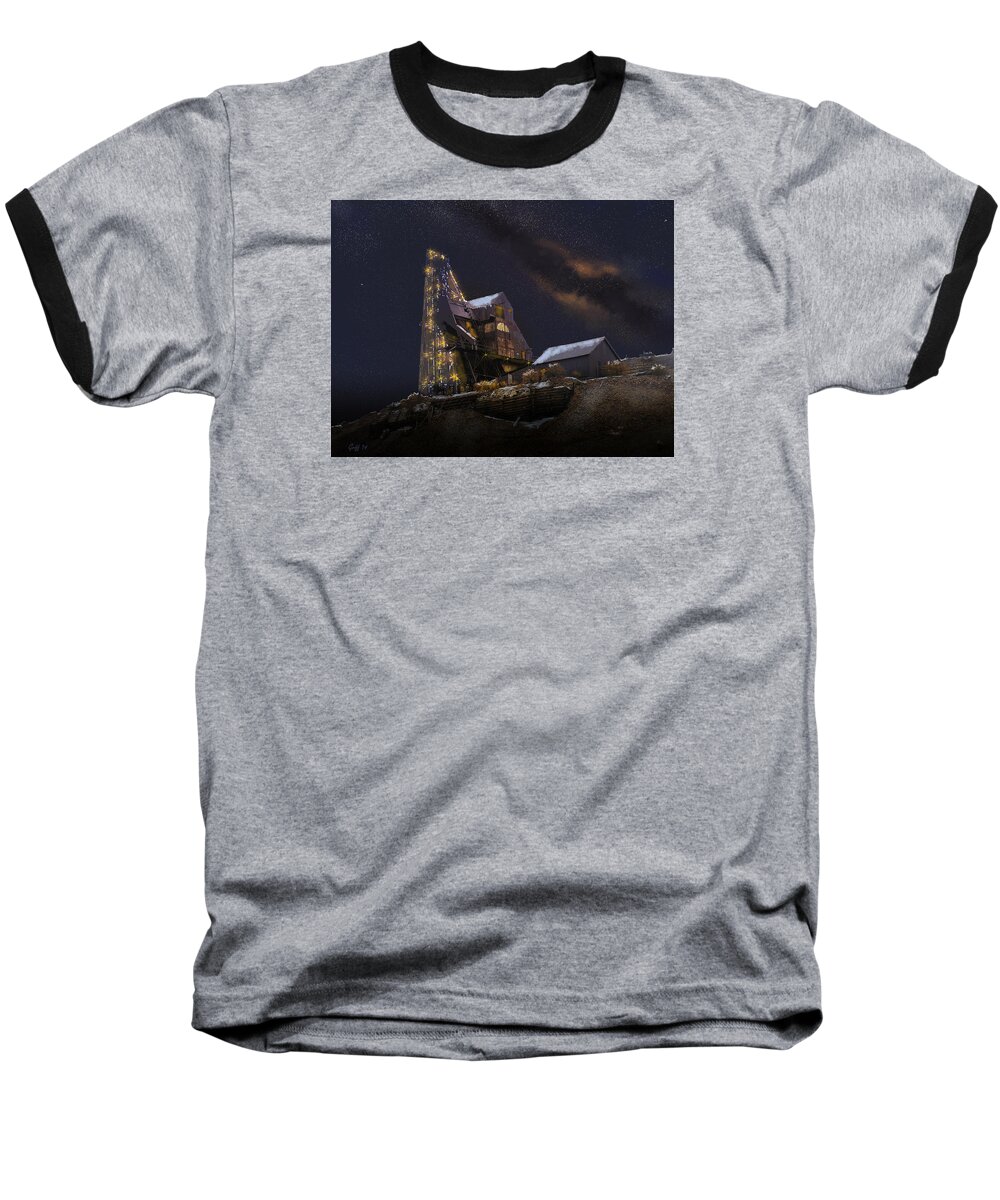 Victor Baseball T-Shirt featuring the digital art Working Through the Night by J Griff Griffin