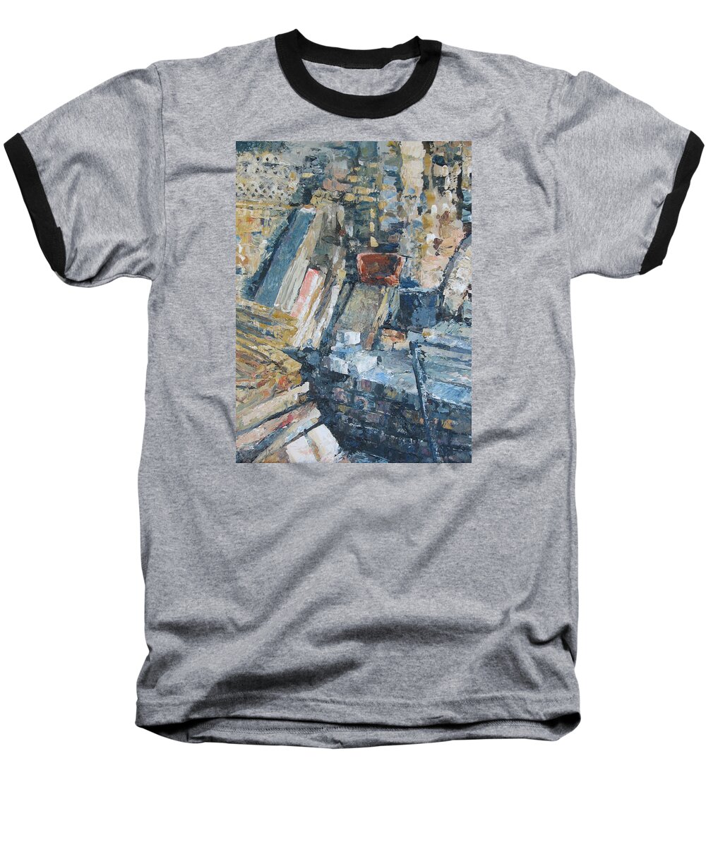 Abstract Baseball T-Shirt featuring the painting Working to Abstraction by Connie Schaertl