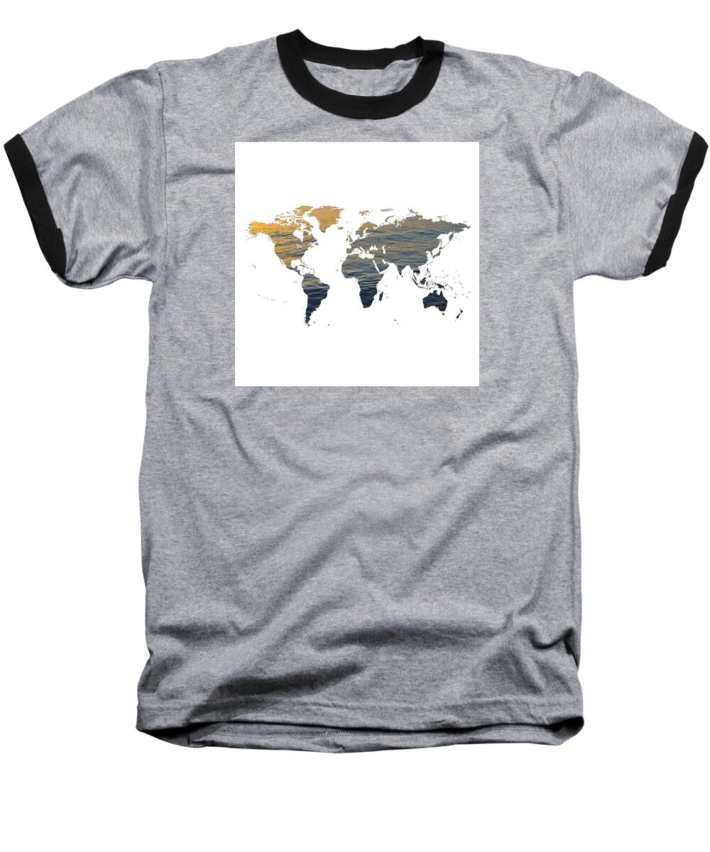 World Map Baseball T-Shirt featuring the photograph World Map - Ocean Texture by Marianna Mills