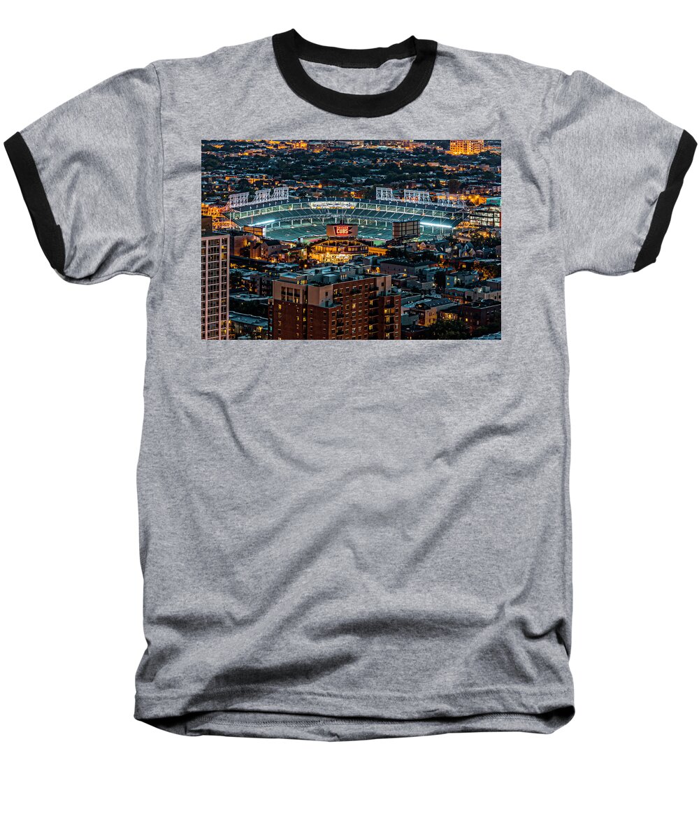 Wrigley Field From Park Place Towers Dsc4678 Baseball T-Shirt featuring the photograph Wrigley Field from Park Place Towers DSC4678 by Raymond Kunst