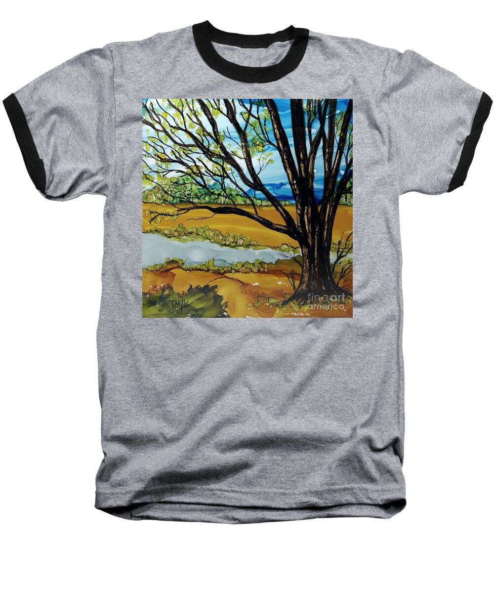 Alcohol Baseball T-Shirt featuring the painting Ye Olde Oak by Terri Mills