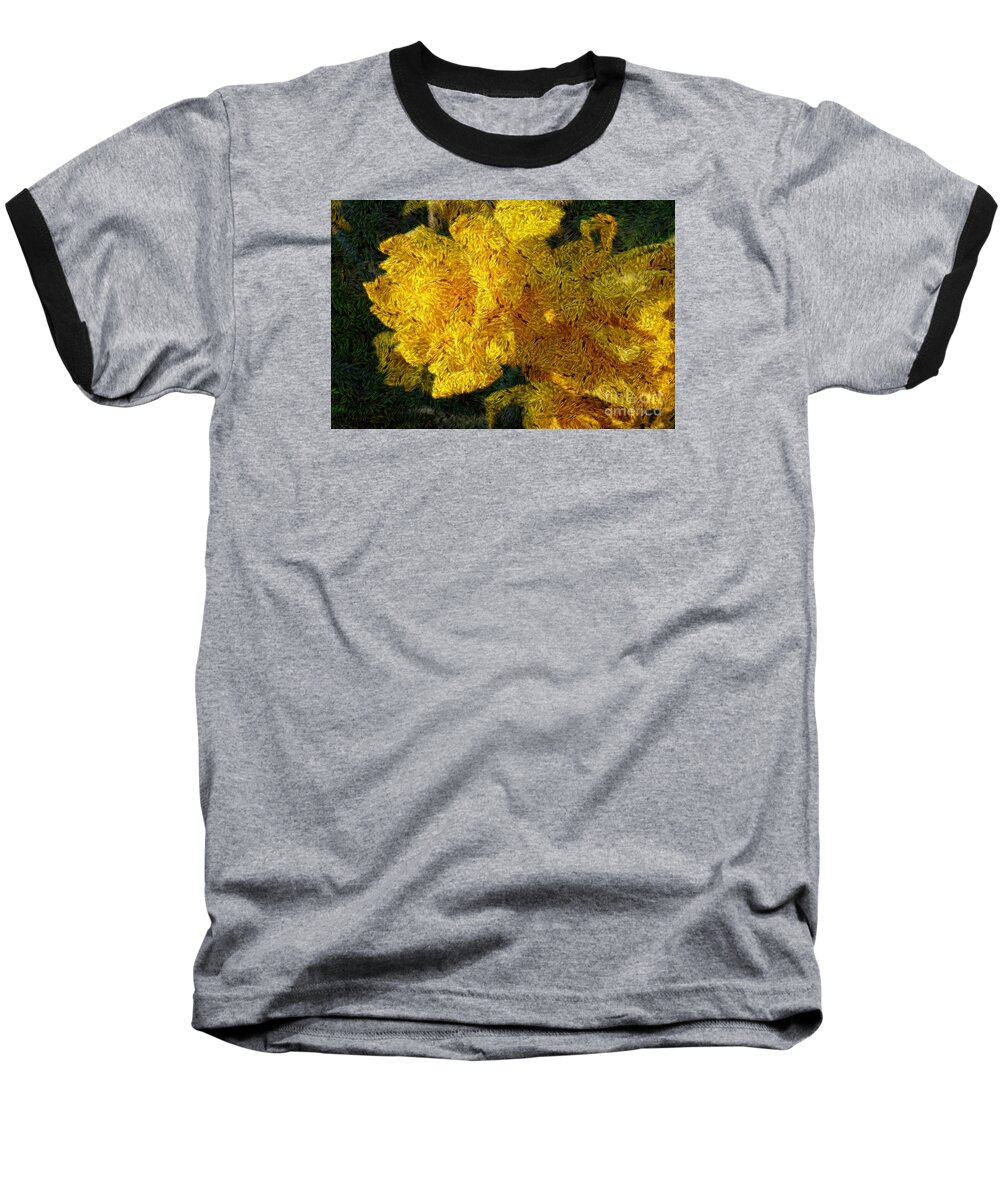 Abstract Baseball T-Shirt featuring the photograph Yellow Abstraction by Jean Bernard Roussilhe