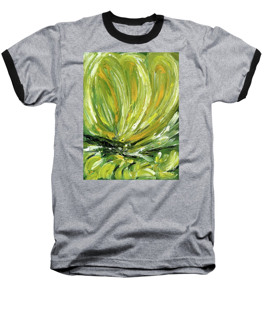 Butterfly Baseball T-Shirt featuring the painting Yellow butterfly by Jasna Dragun