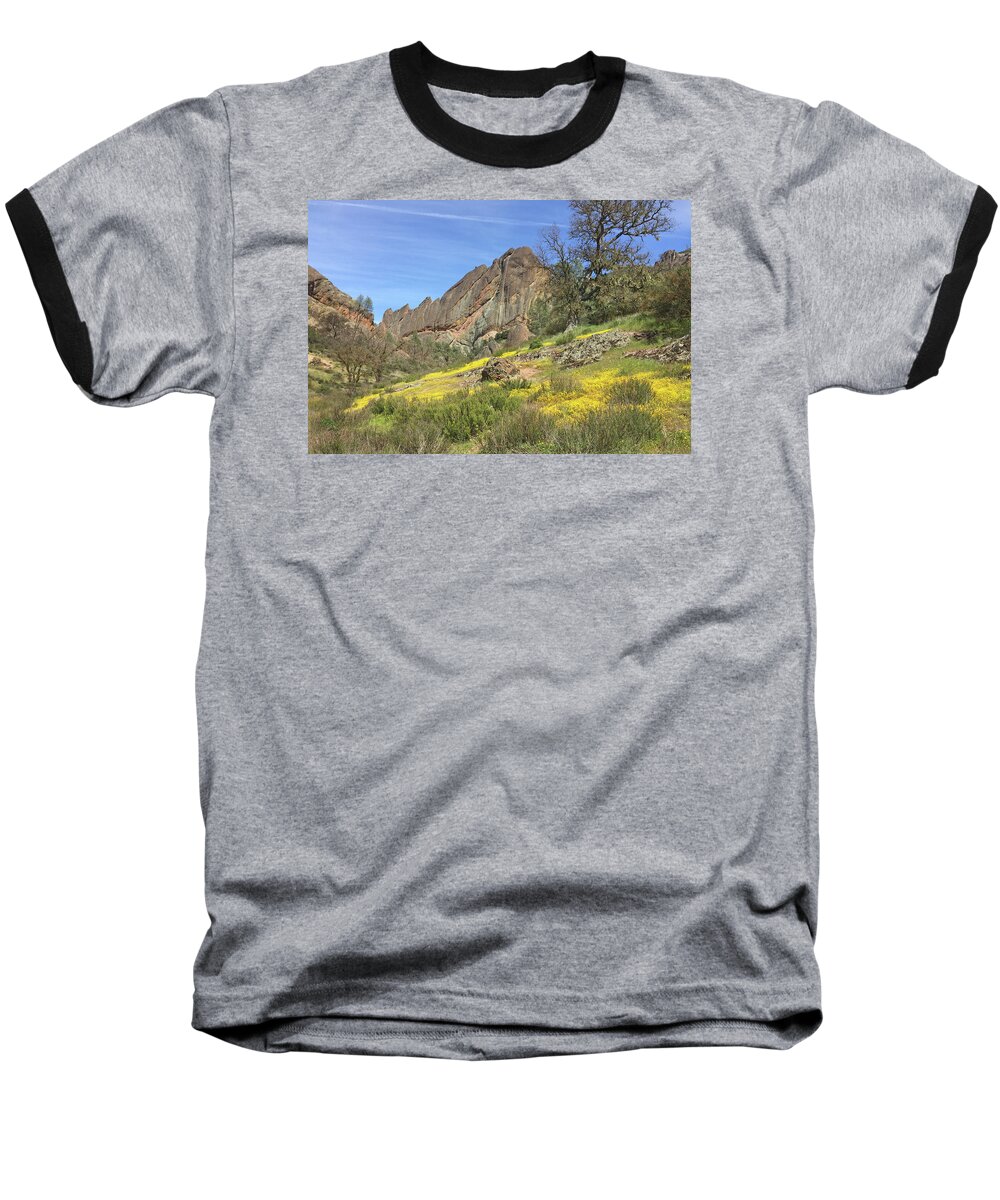 Pinnacles National Park Baseball T-Shirt featuring the photograph Yellow Carpet by Art Block Collections